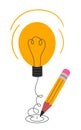 Creative idea concept pencil with light bulb vector illustration Royalty Free Stock Photo