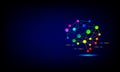 Creative and idea concept. Rainbow brain with light rays on blue background. Artificial intelligence. Mechanism teamwork engineer Royalty Free Stock Photo