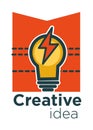 Creative idea electric bulb illuminating light vector illustration