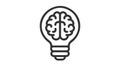 Creative idea flat line icon. Brain in lightbulb vector illustration. Thin sign of innovation, solution, education logo Royalty Free Stock Photo