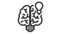 Creative idea flat line icon. Brain in lightbulb vector illustration. Thin sign of innovation, solution, education logo Royalty Free Stock Photo