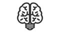 Creative idea flat line icon. Brain in lightbulb vector illustration. Thin sign of innovation, solution, education logo Royalty Free Stock Photo