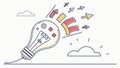 Creative idea flow Lightbulb with swirling lines, imagination, and artistic concepts. Vector Design, Generative AI