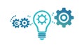 Creative Idea Gears, Innovation Lightbulb System, vector design Generative AI Royalty Free Stock Photo
