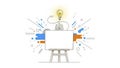 Creative Idea Generation Concept with Easel and Lightbulb Illustration Royalty Free Stock Photo