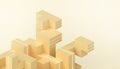 Creative idea Geometric orange square boxes in random form in the concept of a ladder of success form Grame Concept on Yellow Royalty Free Stock Photo