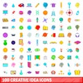 100 creative idea icons set, cartoon style Royalty Free Stock Photo