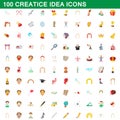 100 creative idea icons set, cartoon style Royalty Free Stock Photo