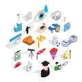 Creative idea icons set, isometric style Royalty Free Stock Photo