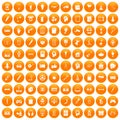 100 creative idea icons set orange Royalty Free Stock Photo