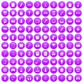 100 creative idea icons set purple Royalty Free Stock Photo