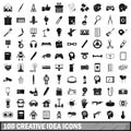 100 creative idea icons set, simple style Royalty Free Stock Photo