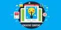 Concept of creative content writing, flat design vector banner.