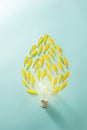 Creative idea, Inspiration concept with light bulb on blue background Royalty Free Stock Photo