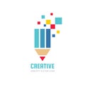 Creative idea inspiration - concept logo template. Design studio icon. Pencil sign. Art symbol. Vector illustration.