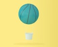 Creative idea layout of blue basketball big hot air balloon on p Royalty Free Stock Photo