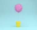 Creative idea layout of cactus pink floating with flower pot yellow on pastel blue background. minimal concept. the freedom idea.