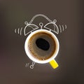 Creative idea layout coffe cup alarm clock