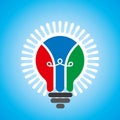 Creative idea light bulb on blue background