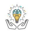 Creative idea - light bulb and brain icon Royalty Free Stock Photo