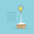 Creative idea. The light bulb flies out of the box Royalty Free Stock Photo