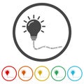 Creative idea light bulb icons in color circle buttons Royalty Free Stock Photo