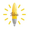 Creative idea in light lamp shape as inspiration concept. Effective thinking concept. Bulb icon with innovation idea