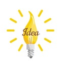 Creative idea in light lamp shape as inspiration concept. Effective thinking concept. Bulb icon with innovation idea