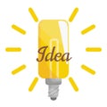 Creative idea in light lamp shape as inspiration concept. Effective thinking concept. Bulb icon with innovation idea