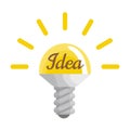 Creative idea in light lamp shape as inspiration concept. Effective thinking concept. Bulb icon with innovation idea