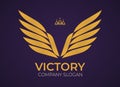 Luxury royal wings vector, letter V crest gold color, Victory logo, wing logo, geometric feathers, vector logo template.