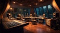 Creative idea of modern audio recording studio, Mixing Board Create Modern Sound, Audio monitors and studio setup