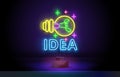 Creative Idea Neon Sign Vector. Creative Idea neon logo, design template, modern trend design, night neon signboard Royalty Free Stock Photo