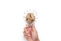 Creative idea. New idea, innovation and solution concepts.hand holding  lightbulb on white background.Business solution,planning Royalty Free Stock Photo