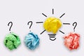 Creative Idea of Power Thinking Concept, Paper lightbulb Design With Graphic Drawing Stroke Line. Brainstorming Inspiration and Royalty Free Stock Photo