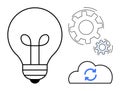 Creative Idea, Process Automation, and Cloud Synchronization Concept in Simple Flat Design Royalty Free Stock Photo