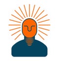 Creative idea. smart boss. man with light bulb in his head. Brig Royalty Free Stock Photo