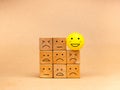 Creative idea and smart people, unique, difference, leadership, solutions and motivation concepts. Happy smile face yellow ball on Royalty Free Stock Photo