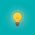 Creative idea text in lightbulb shape. Inspiration concept, Flat style illustration.