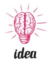 Creative idea and thinking brain light bulb icon Royalty Free Stock Photo
