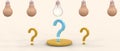 Creative idea thinking inspiration light bulbs and Question mark for Business concept and start up for goal to success on Yellow