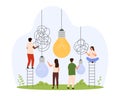 Creative idea to solve problem, goal to understand, simplify complex task of tiny people