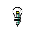 Creative idea vector concept, single lines Light bulb and pencil icon Idea Royalty Free Stock Photo