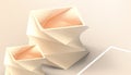 Creative Ideas and Concept Geometric Modern shapes Origami Twist Box on Orange Monotone background