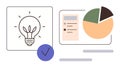 Creative Ideas and Data Analysis with a Checklist and Pie Chart Visualization Royalty Free Stock Photo