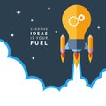 Creative ideas is your fuel. Flat design colorful vector illustration concept for creativity, big idea. Royalty Free Stock Photo