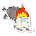 distressed sticker of a cartoon broken computer Royalty Free Stock Photo