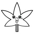 line drawing cartoon marijuana leaf