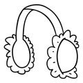 line drawing doodle of pink ear muff warmers