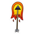 quirky gradient shaded cartoon burning arrow